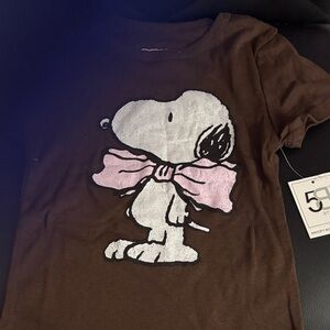 Kids Brown T-Shirt with Pink Bow